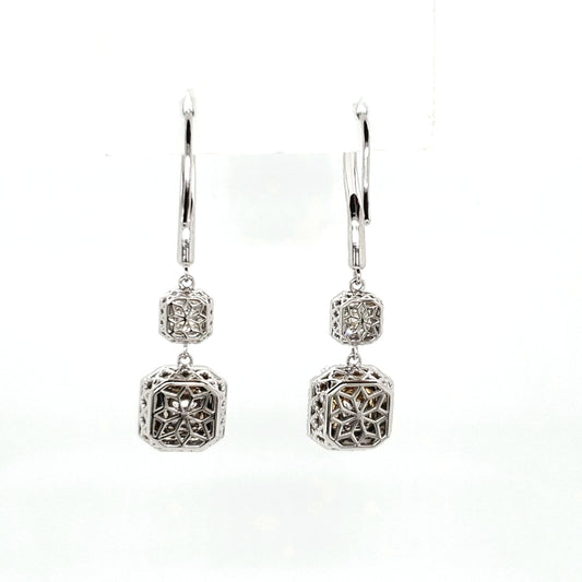 Fancy Shape Diamonds Dangle Earrings 18k
