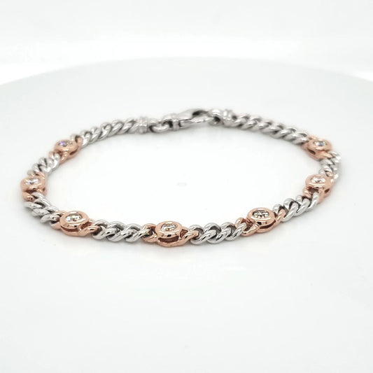 Round-cut Diamond Bezel Set Cuban Bracelet (7" Inches)