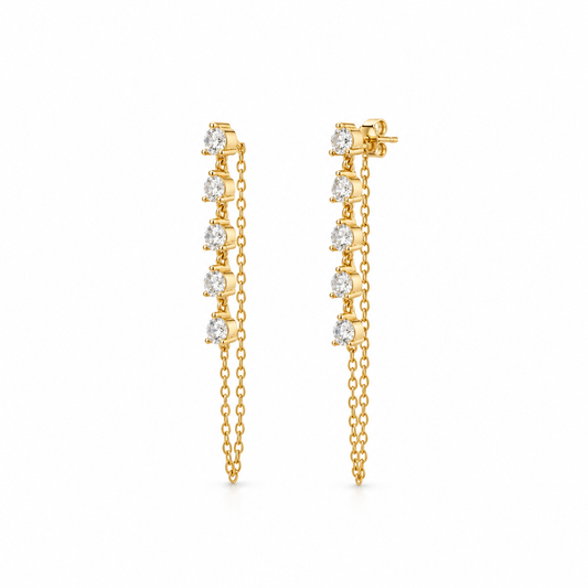 Diamond Drop Chain Earrings