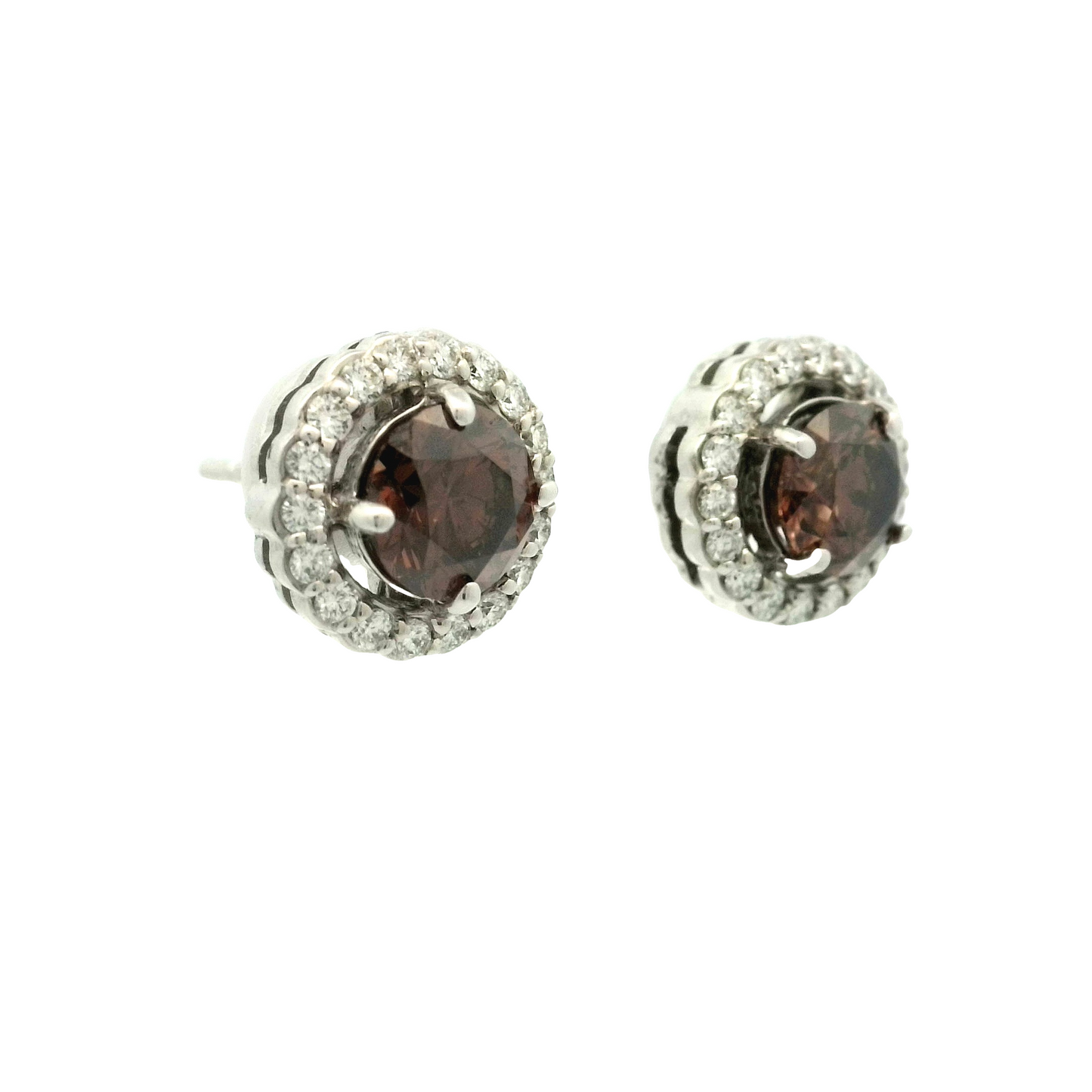 Champagne Diamond Halo Stud Earrings
