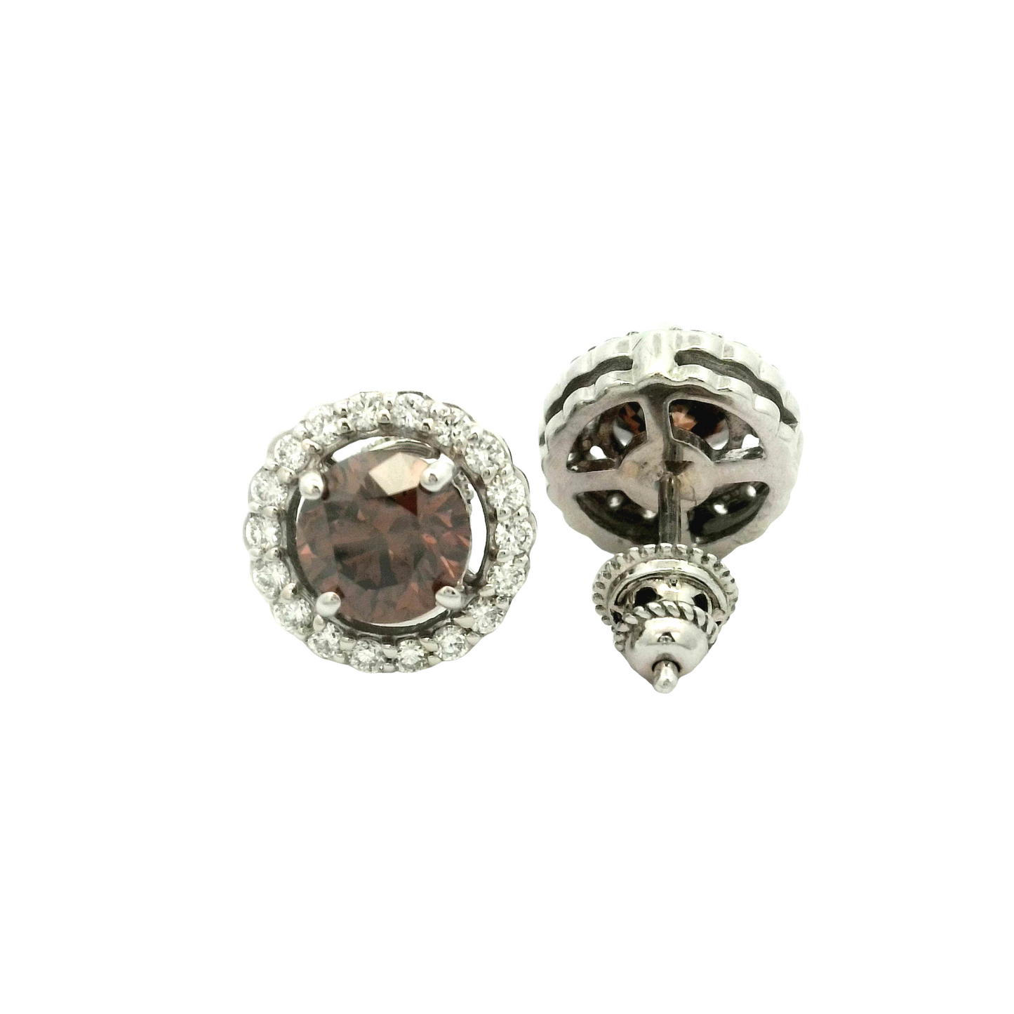 Champagne Diamond Halo Stud Earrings