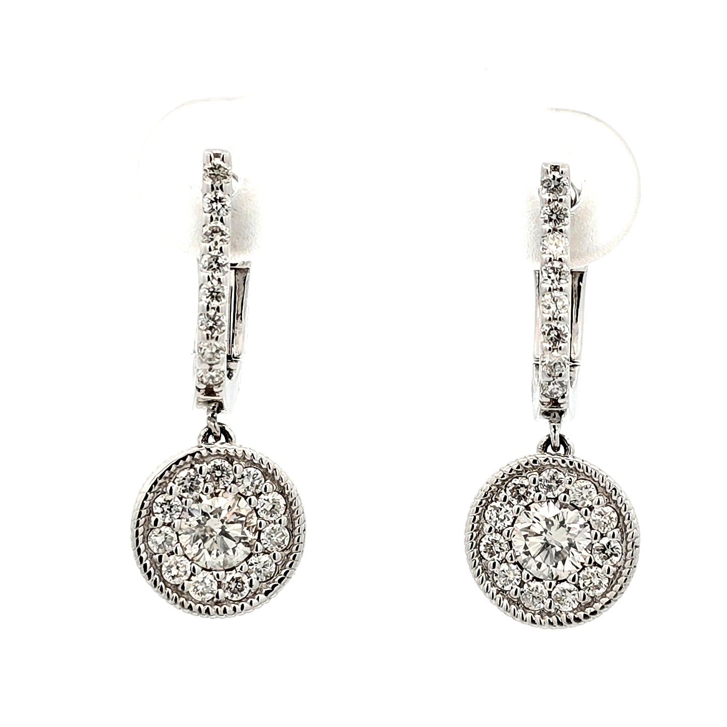 Diamond Halo Dangling Earrings