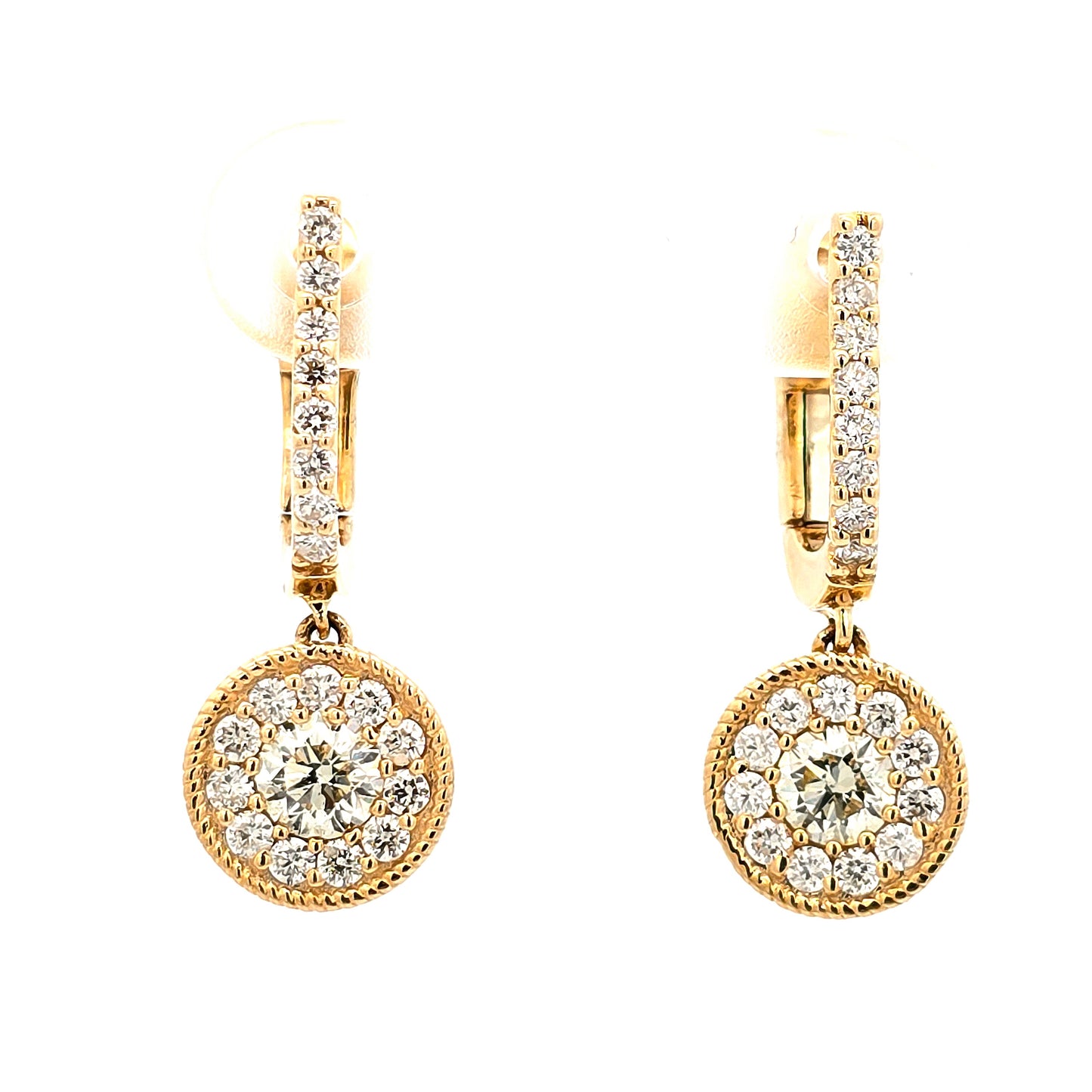 Diamond Halo Dangling Earrings