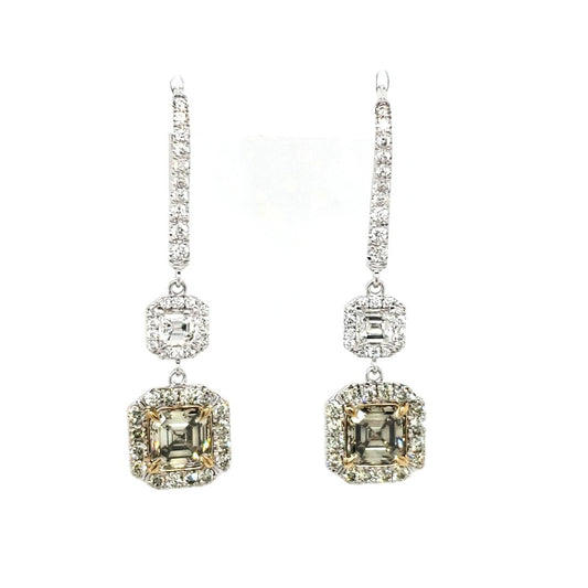 Fancy Shape Diamonds Dangle Earrings 18k