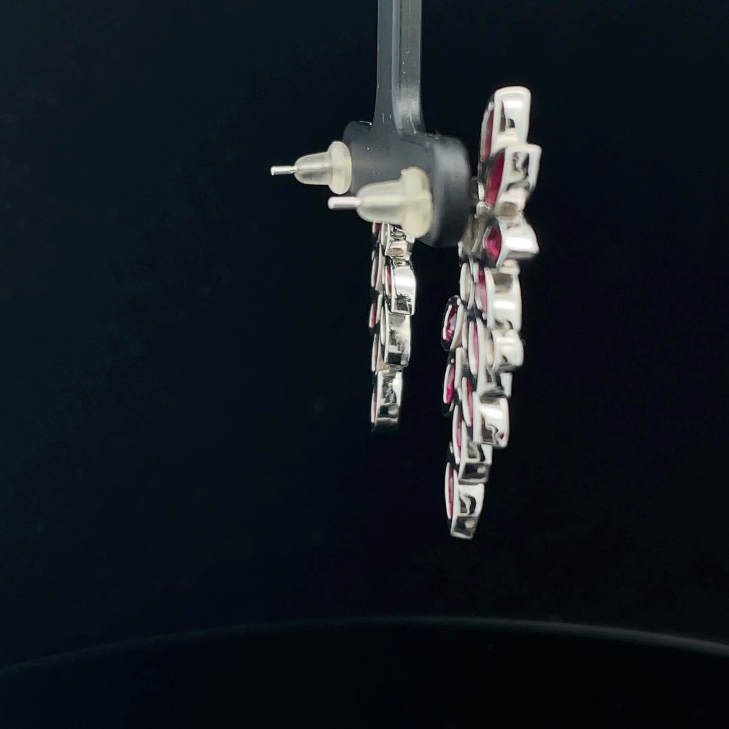 Diamond Berry Ruby Leaf Earrings