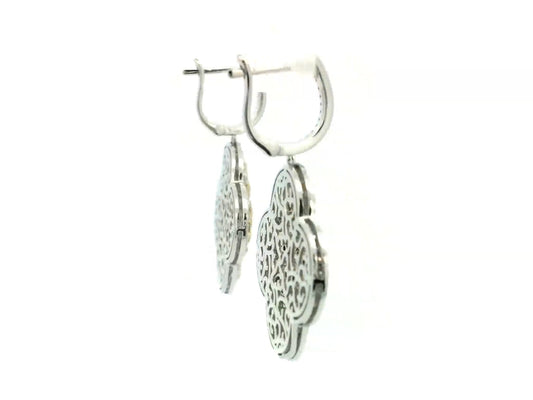 Fancy Diamond Clover Honeycomb Earrings