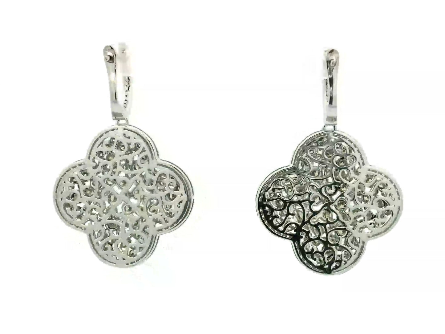 Fancy Diamond Clover Honeycomb Earrings