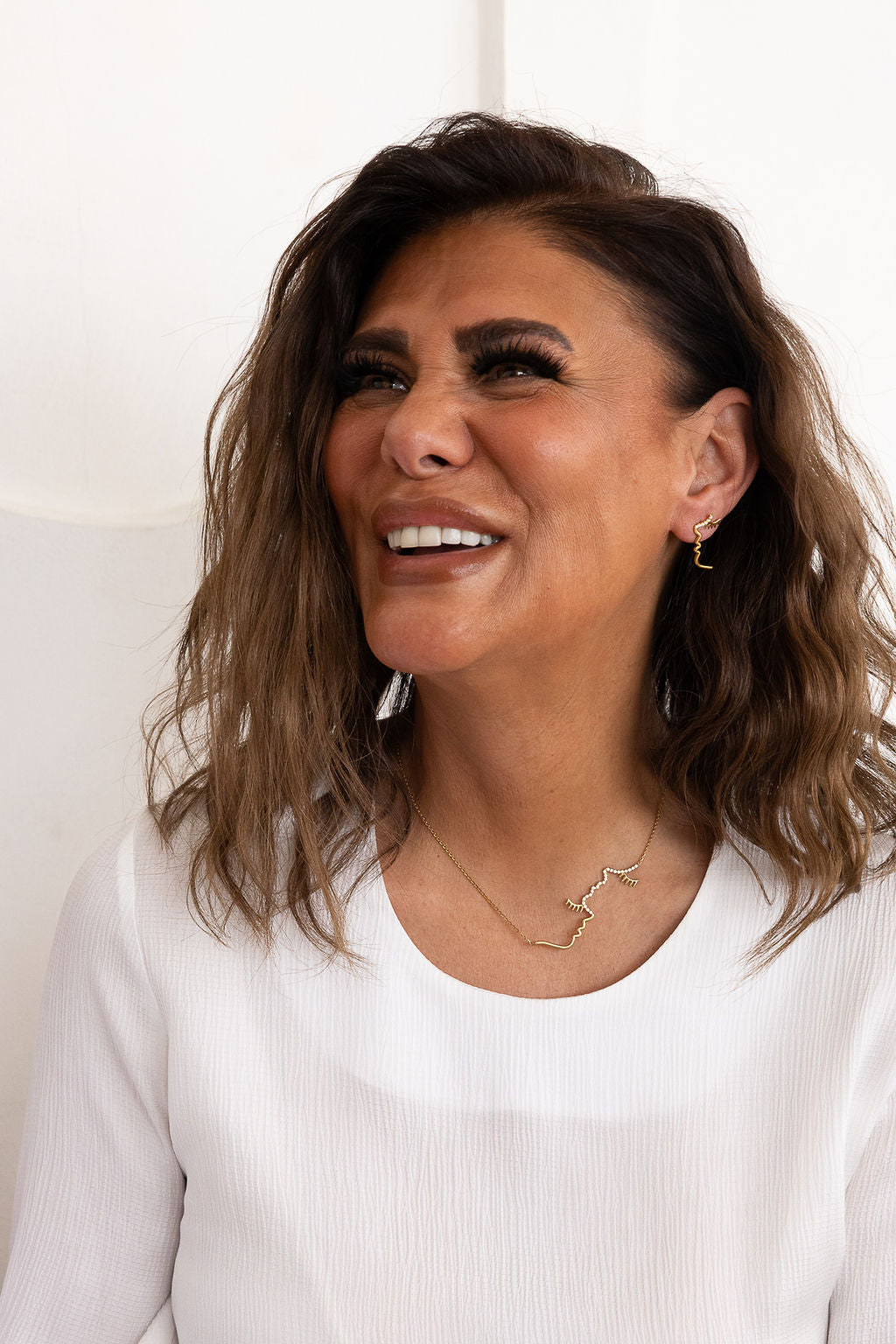 Asymmetrical Face Earrings (14K with Natural Diamonds)