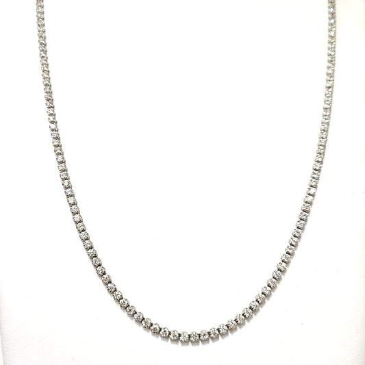 14k White Gold Round Diamond Buttercup Tennis Necklace 27"