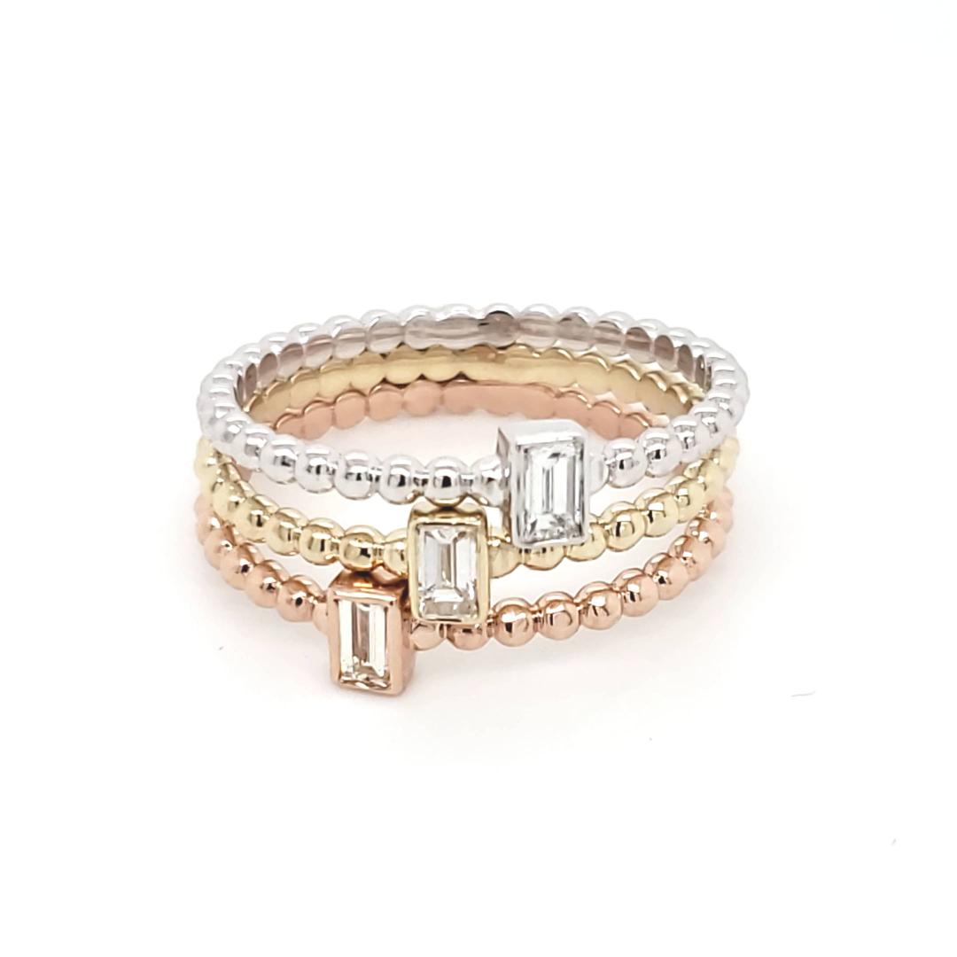 Beaded Diamond Stackable Rings
