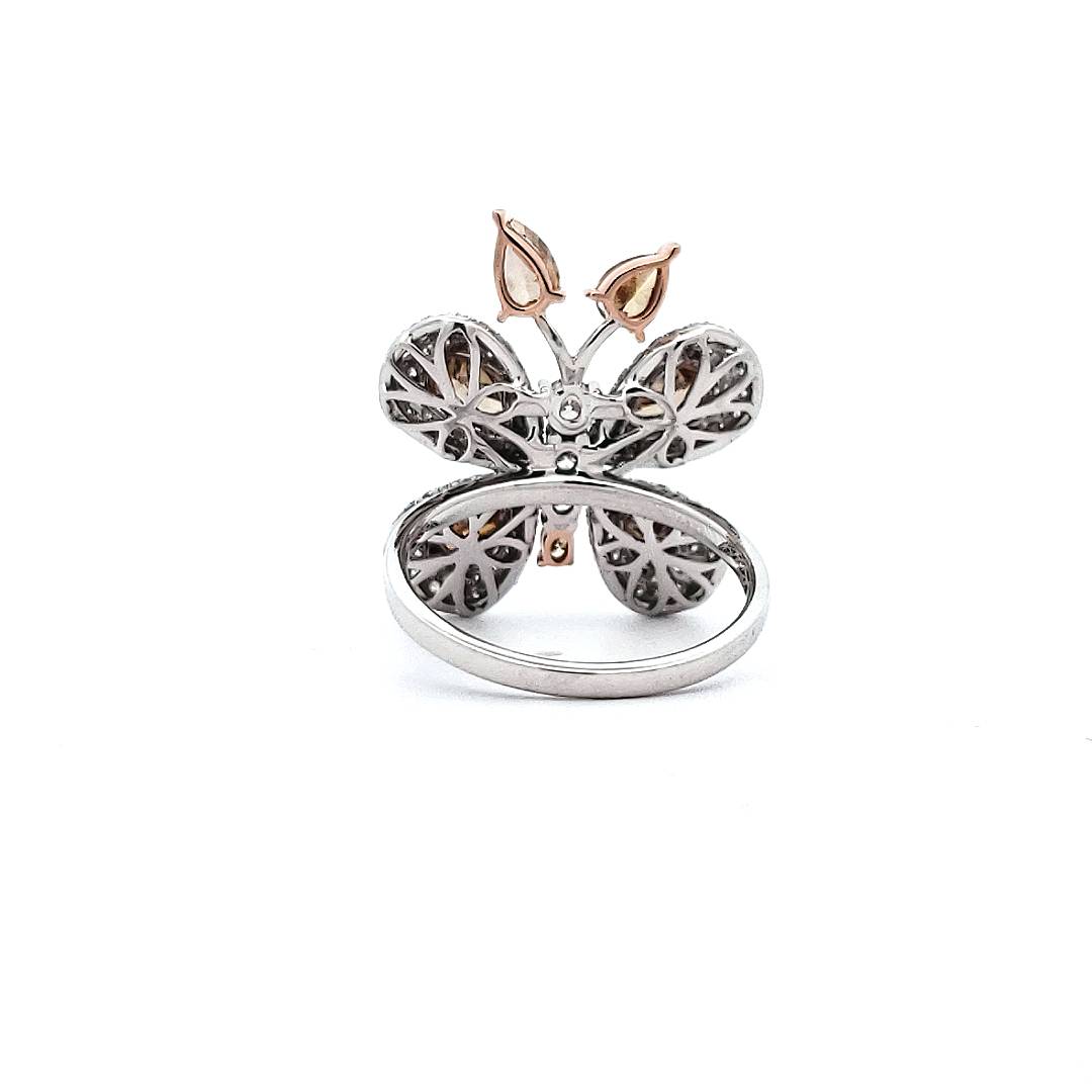Champagne Diamond Butterfly Ring
