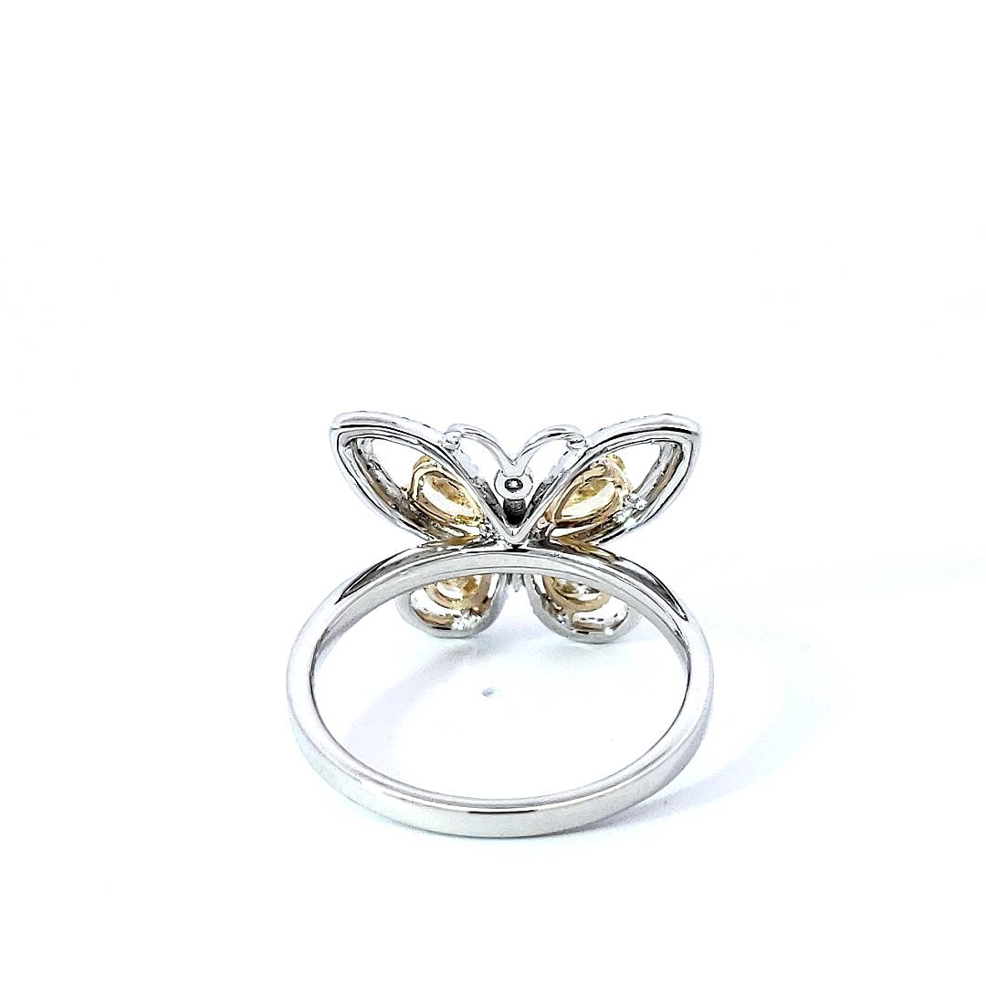 Yellow Pear Diamond Butterfly Ring