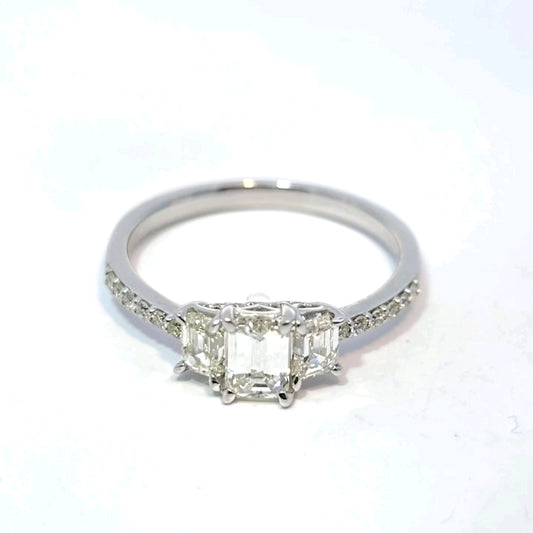 14k White Gold 3-Stone Engagement Ring