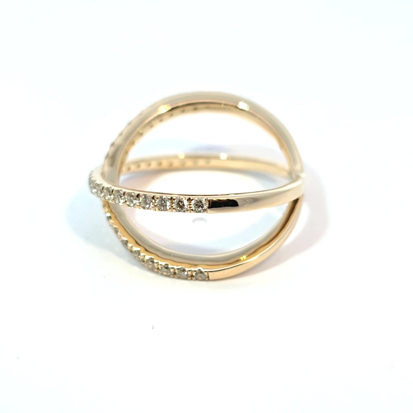 14k Gold Crossover Ring Round-cut Diamonds 0.50cttw
