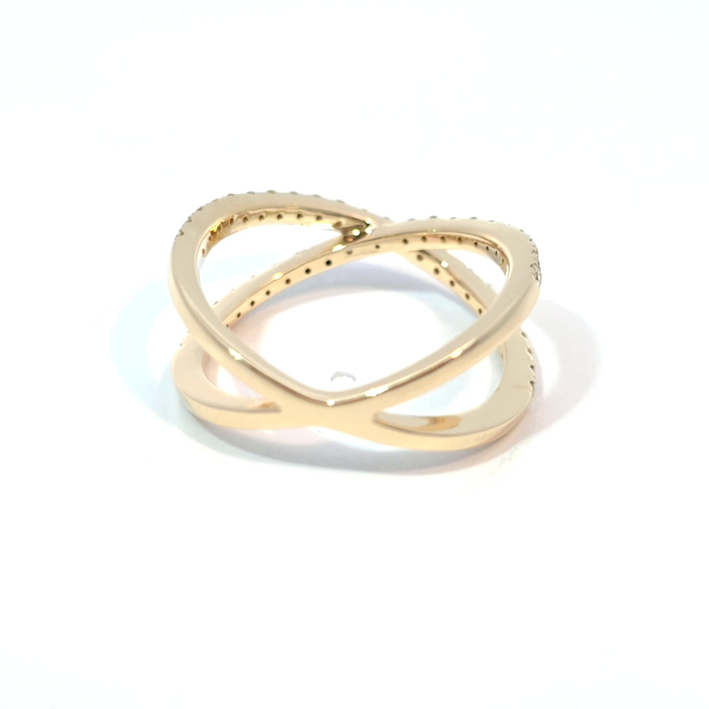 14k Gold Crossover Ring Round-cut Diamonds 0.50cttw