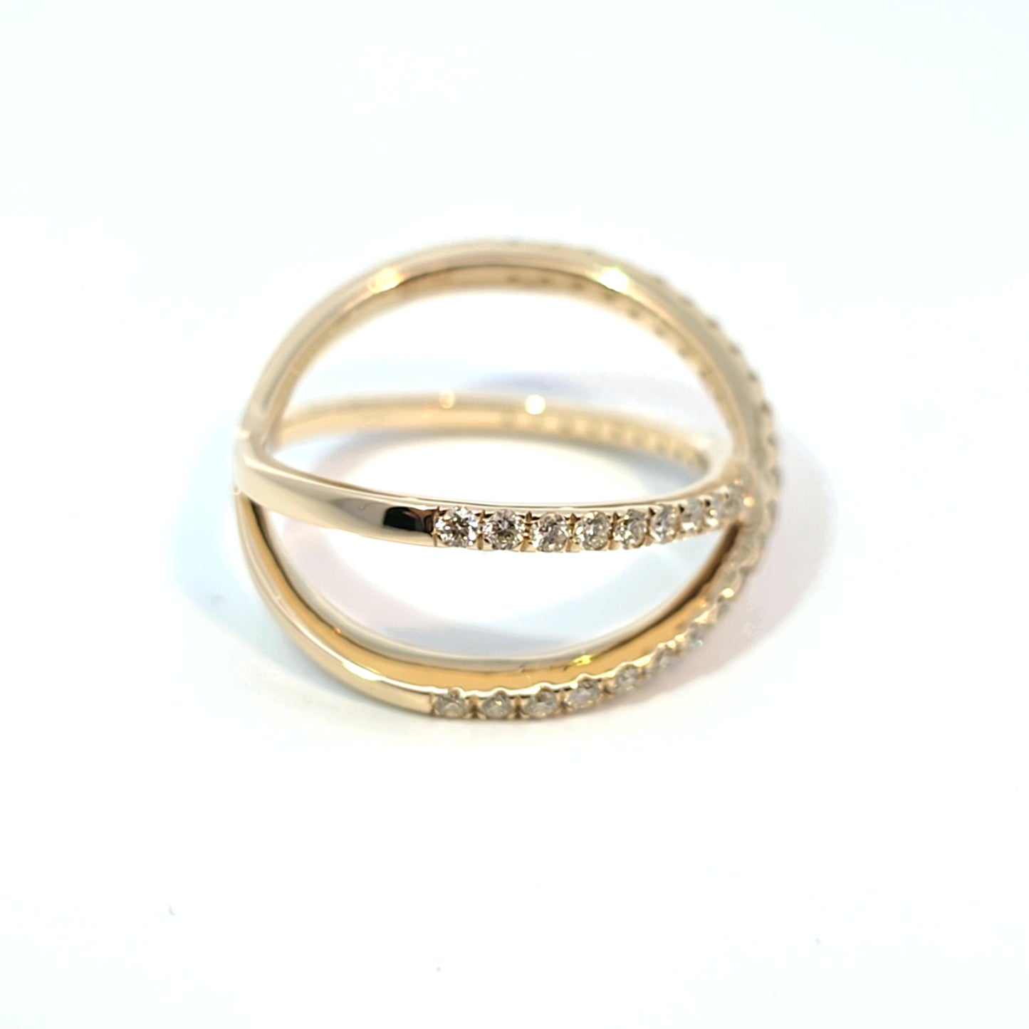 14k Gold Crossover Ring Round-cut Diamonds 0.50cttw