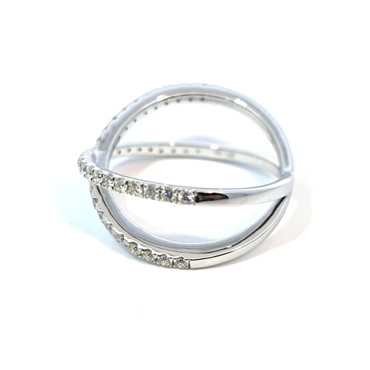 14k Gold Crossover Ring Round-cut Diamonds 0.50cttw