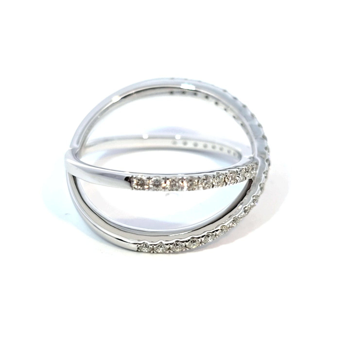 14k Gold Crossover Ring Round-cut Diamonds 0.50cttw
