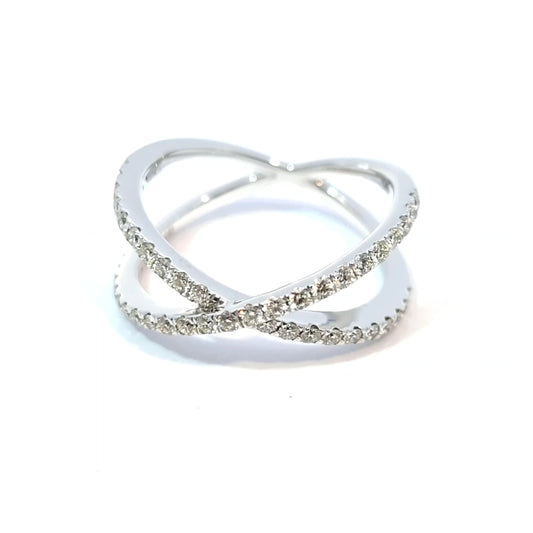 14k Gold Crossover Ring Round-cut Diamonds 0.50cttw