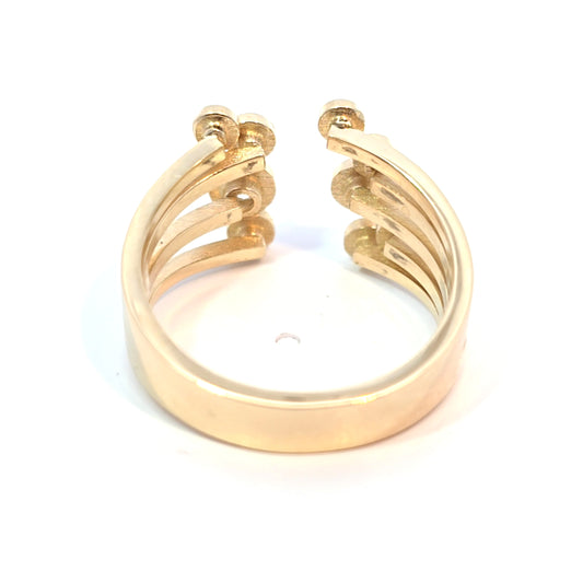 14k Yellow Gold 9-Stone Round Diamond Bezel-set Cluster Ring