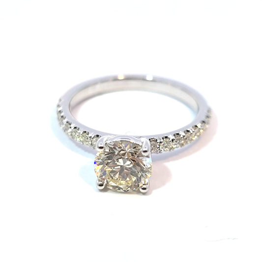 14k White Gold Round Brilliant Diamond Solitaire Engagement Ring 1.27cttw
