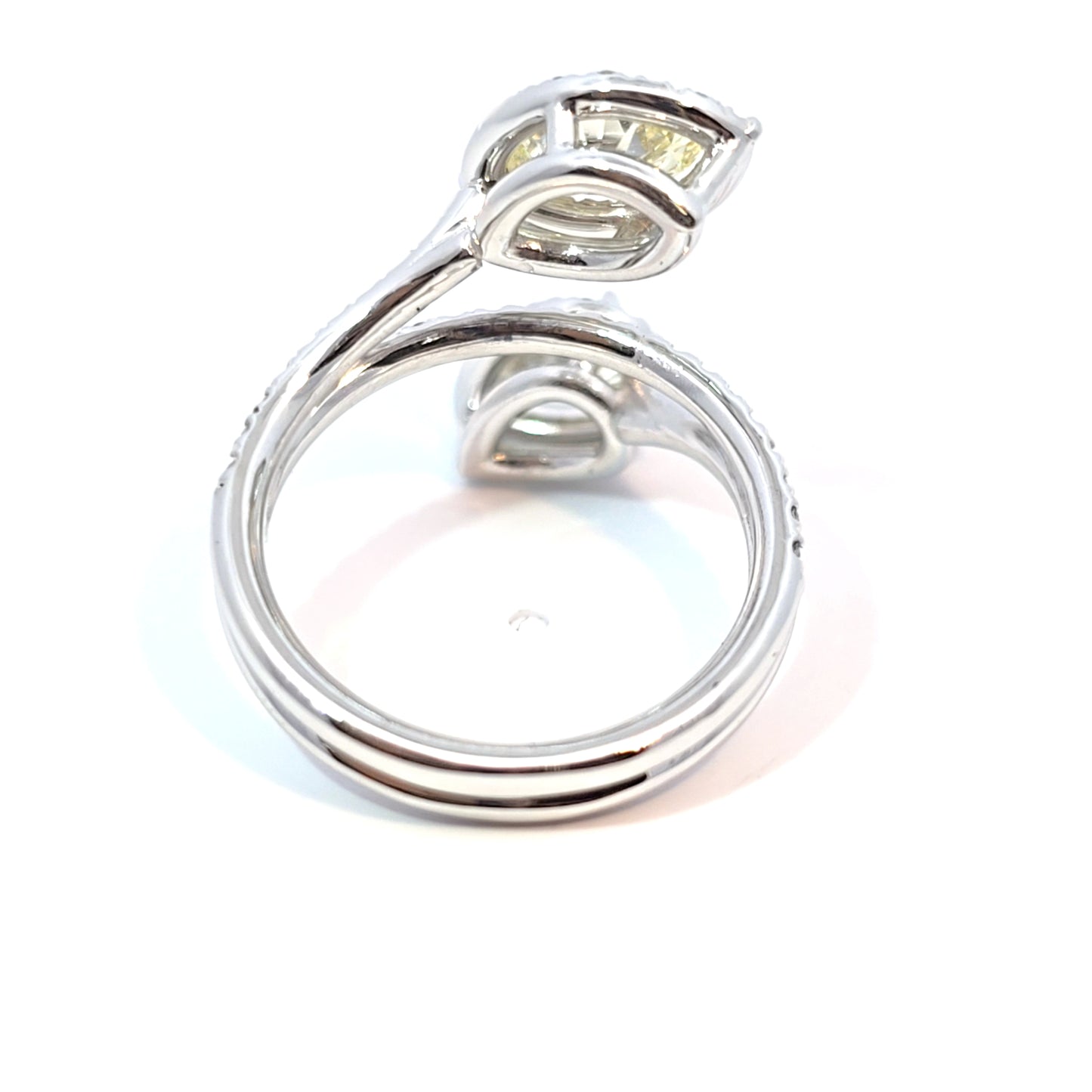 14k White Gold Double Emerald-Cut Diamond Bypass Ring 2.07ct