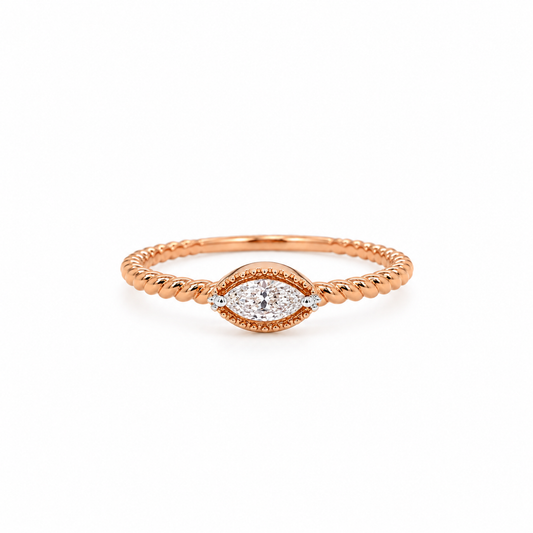 Marquise on Vintage Rope Stackable Diamond Ring