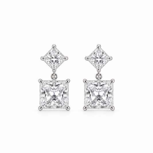 Solène Princess Diamond Drop Earrings