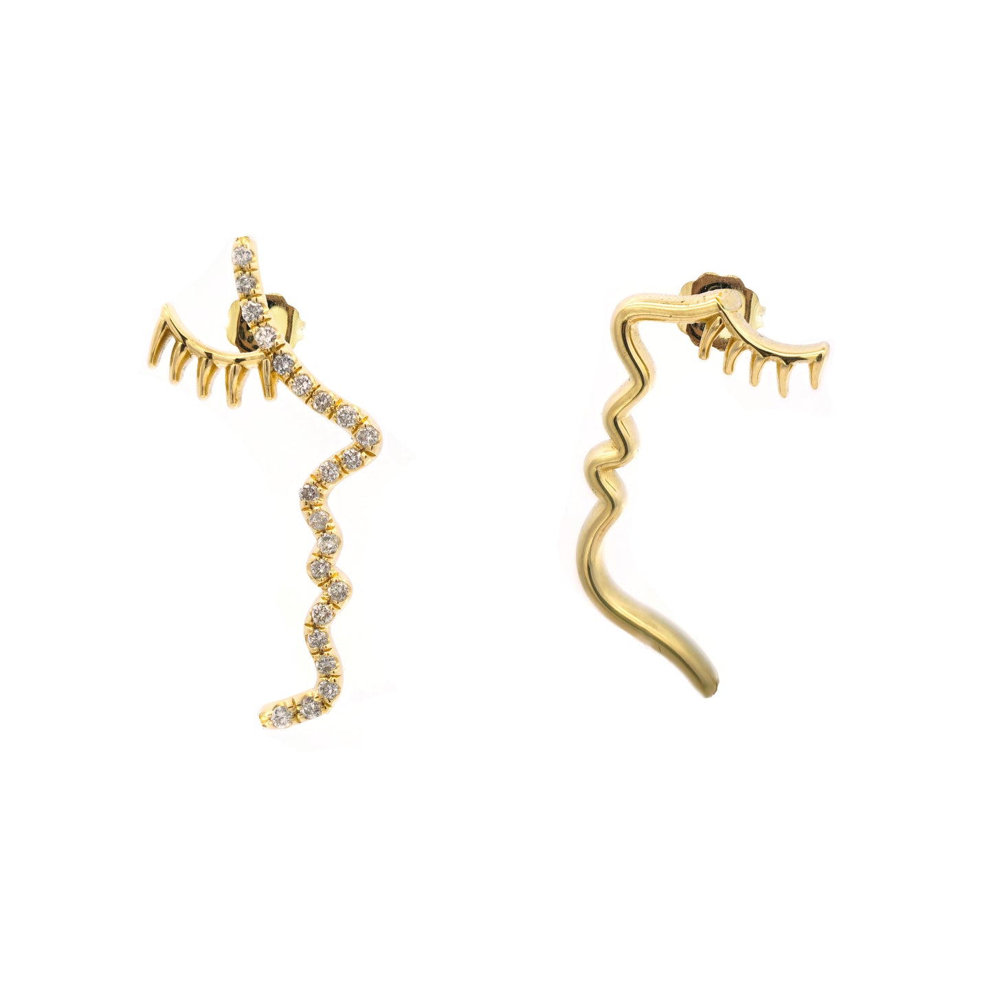 Asymmetrical Face Earrings (14K with Natural Diamonds)