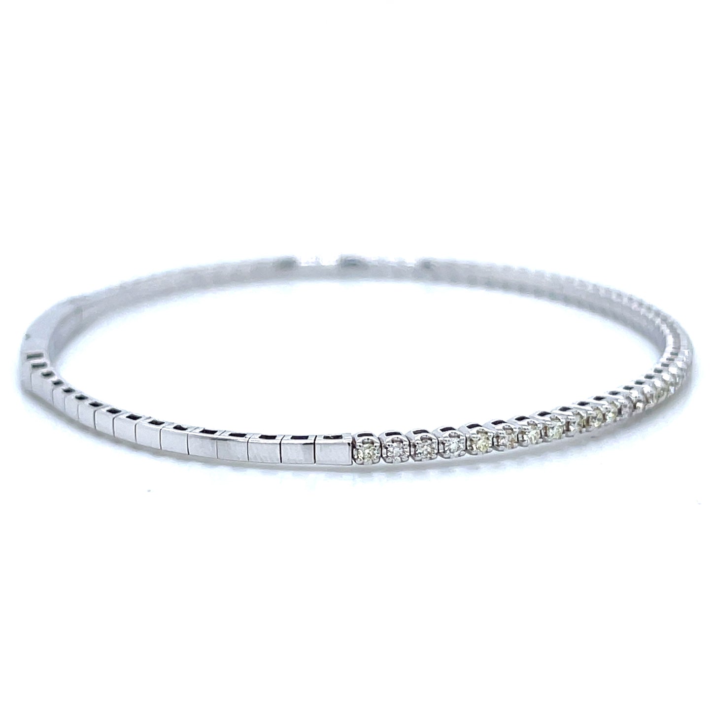 Flexible Halfway Diamond Bangle in 14k White, Yellow, or Rose Gold