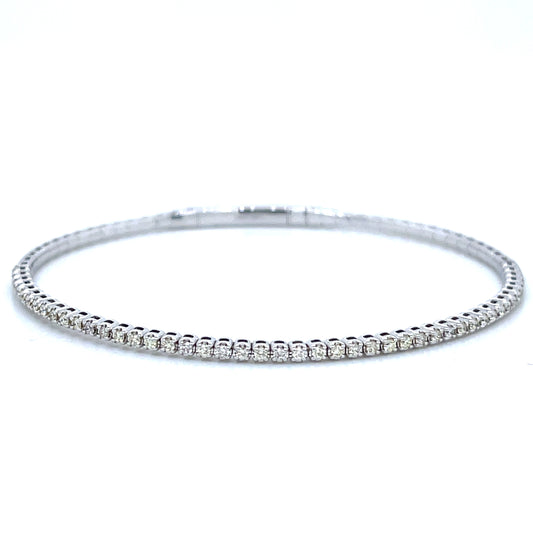Flexible Halfway Diamond Bangle in 14k White, Yellow, or Rose Gold
