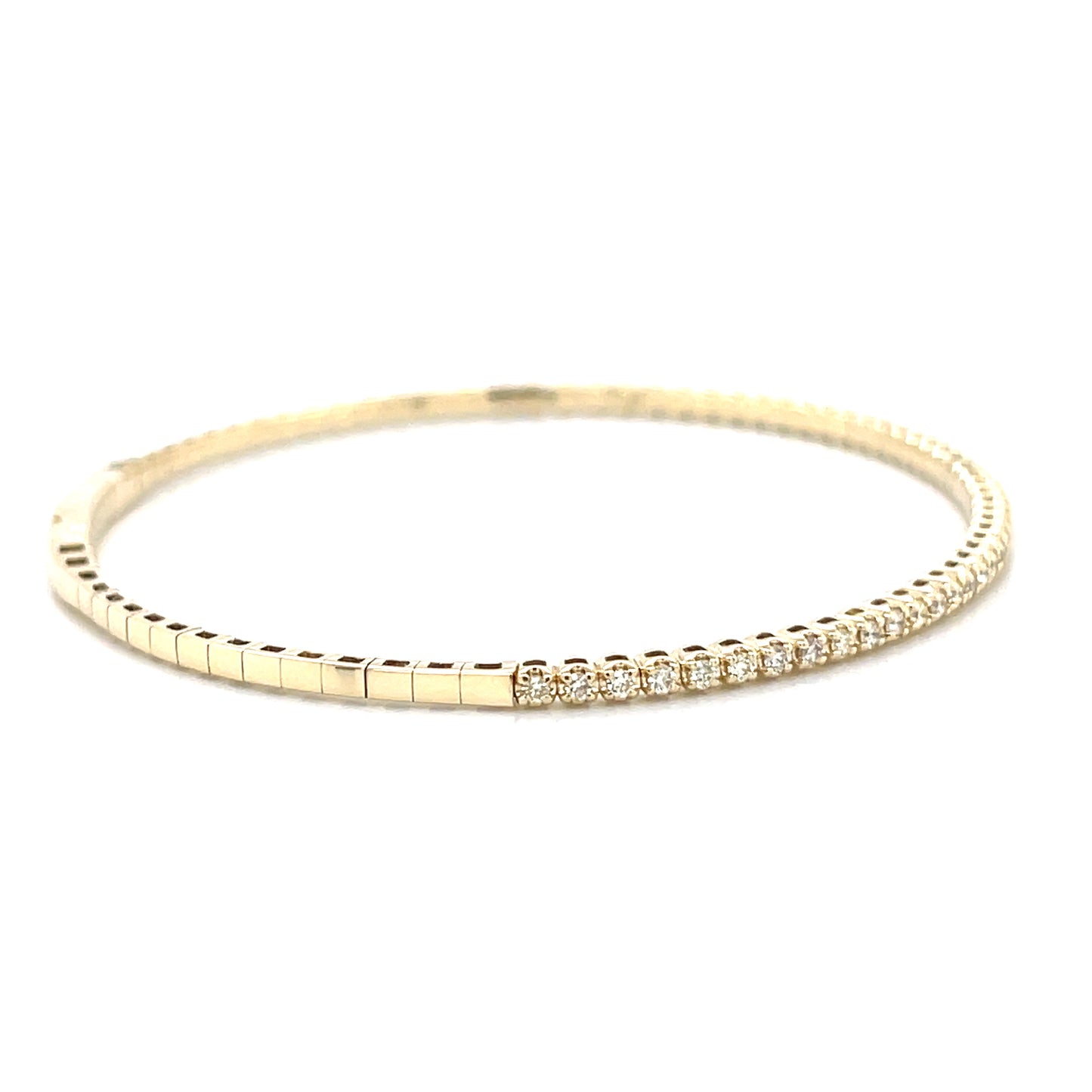 Flexible Halfway Diamond Bangle in 14k White, Yellow, or Rose Gold