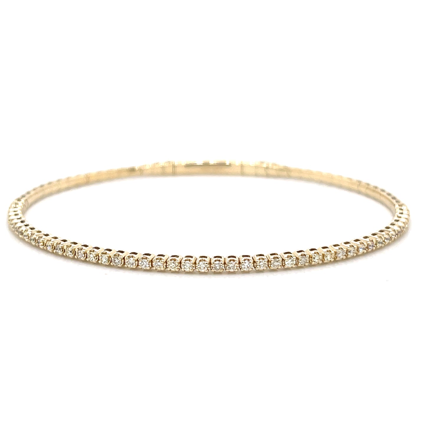 Flexible Halfway Diamond Bangle in 14k White, Yellow, or Rose Gold