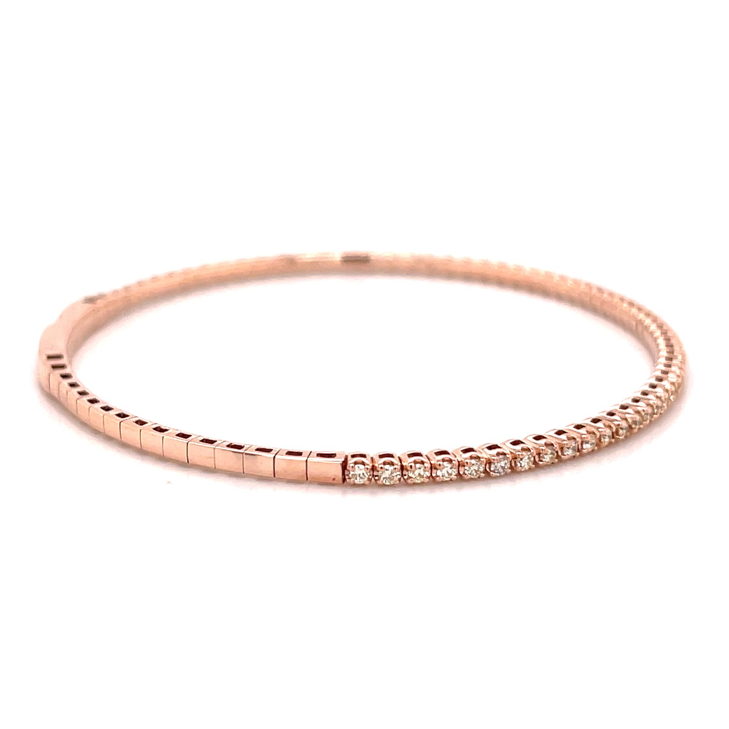 Flexible Halfway Diamond Bangle in 14k White, Yellow, or Rose Gold
