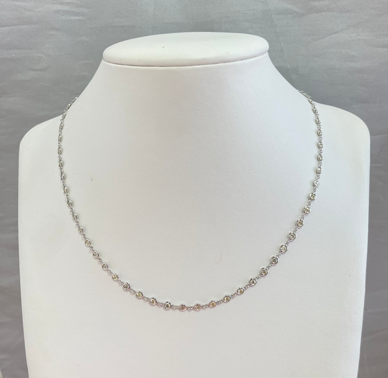 Diamond by the Yard Bezel Necklace in 14k White Gold