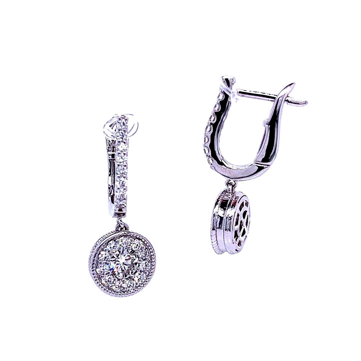 Diamond Halo Dangling Earrings