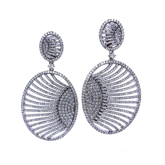 Spreading Feathers Dangling Diamond Earrings (Oval)
