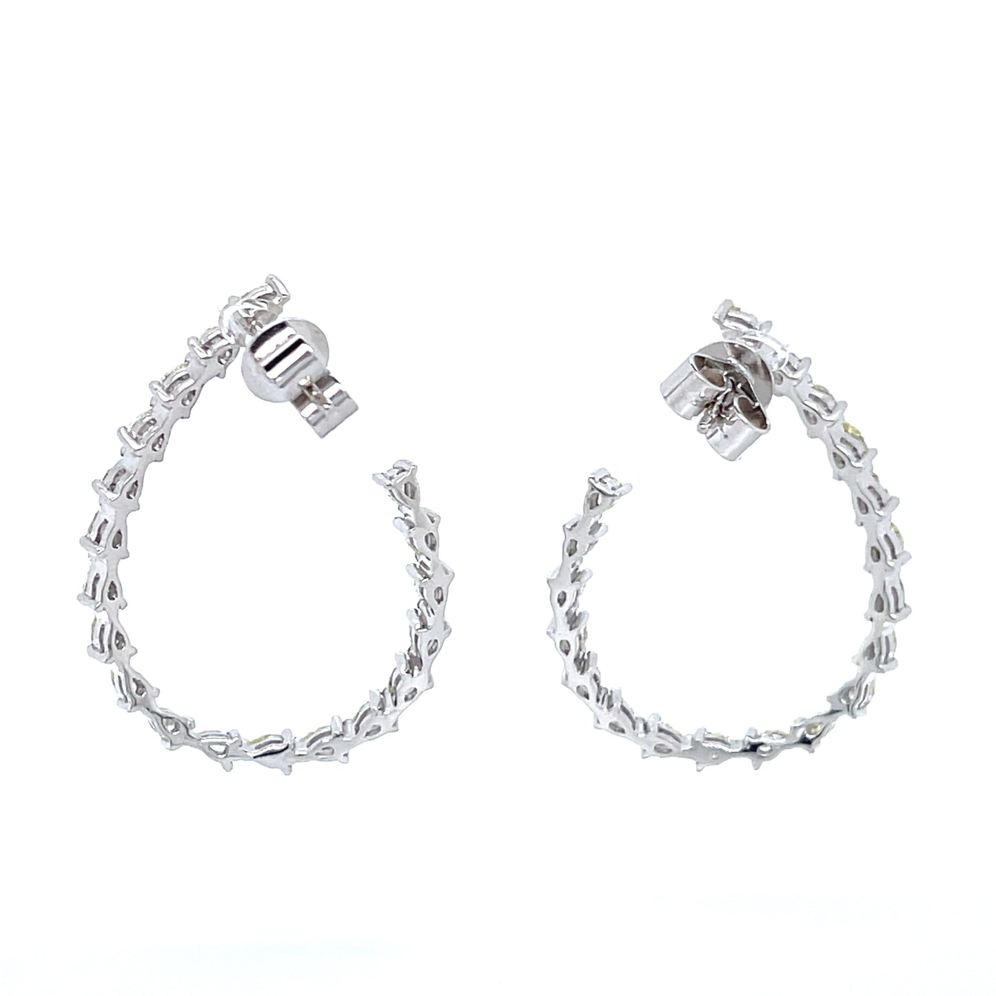 Diamond Loop Earrings in 14k White Gold
