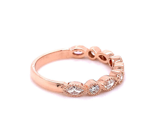Round & Marquise Halfway Alternating Stackable Ring