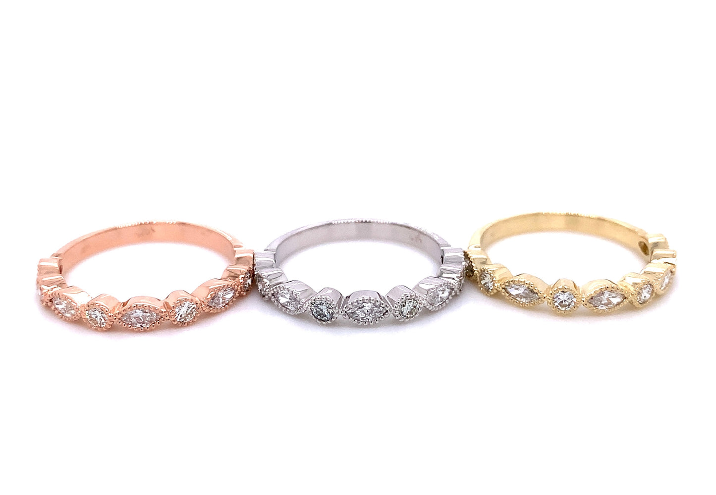 Round and Marquise Stackable Rings