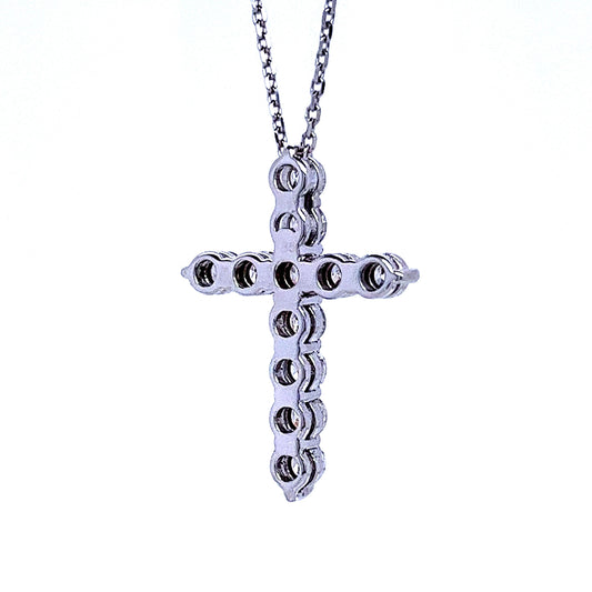Diamond Cross Pendant in 14K White and Yellow Gold