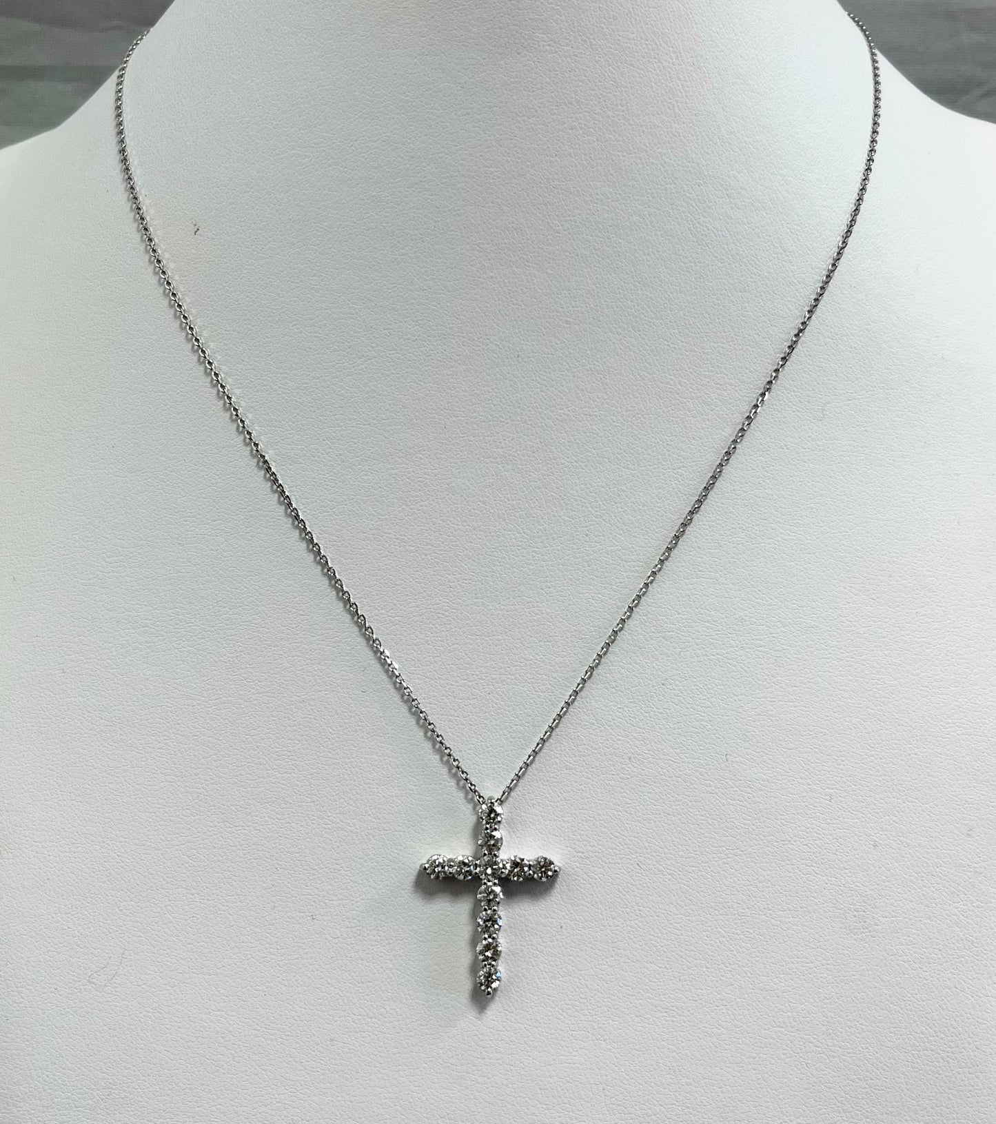 Diamond Cross Pendant in 14K White and Yellow Gold
