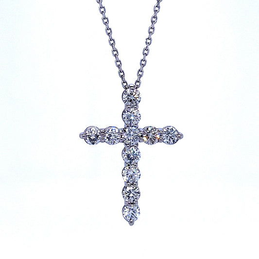 Diamond Cross Pendant in 14K White and Yellow Gold