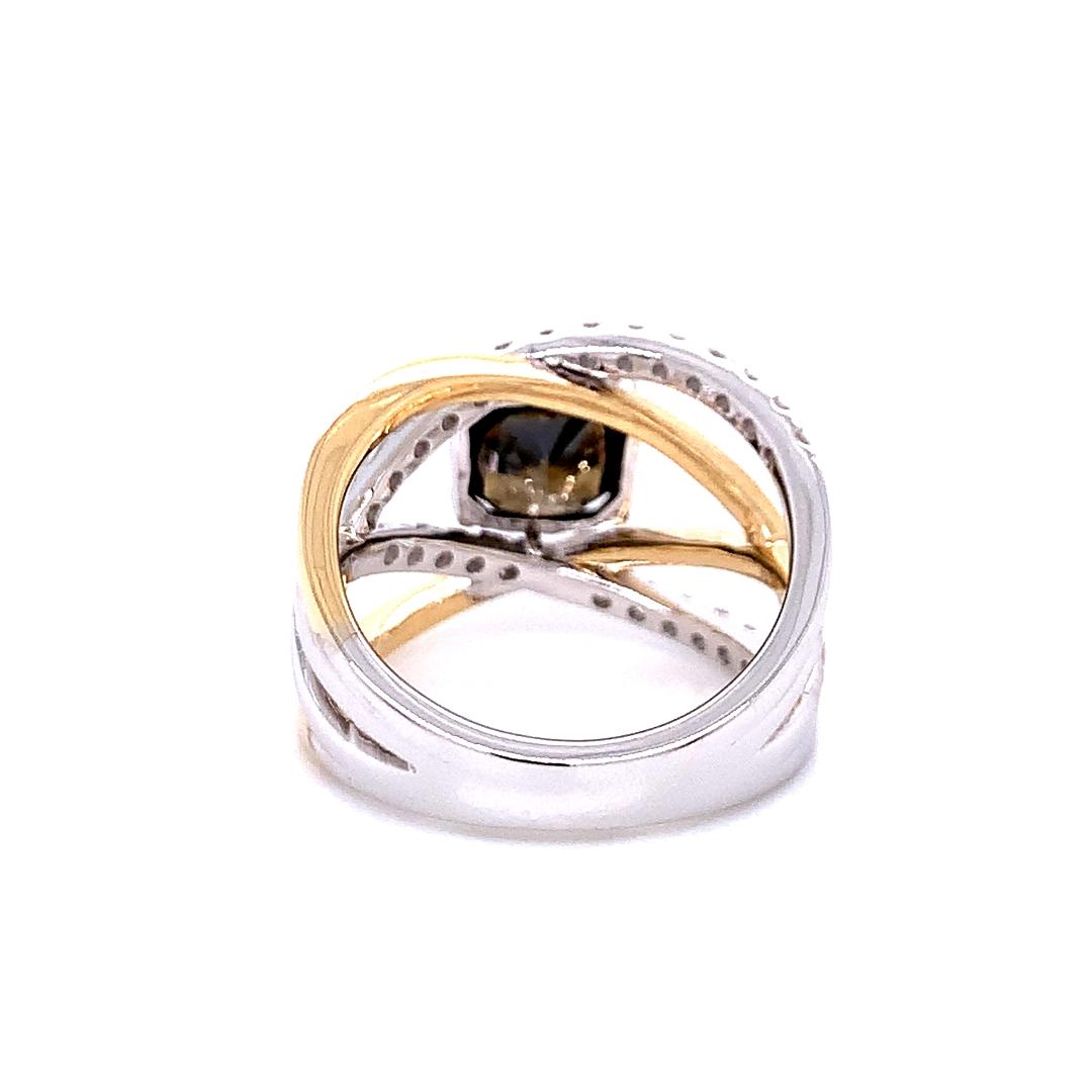 Cognac Diamond Criss-Cross Ring in 14K Two-Tone Gold