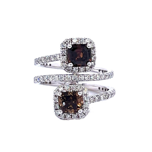 Fancy Cushion Diamond Bypass Wrap Ring in 14K White Gold