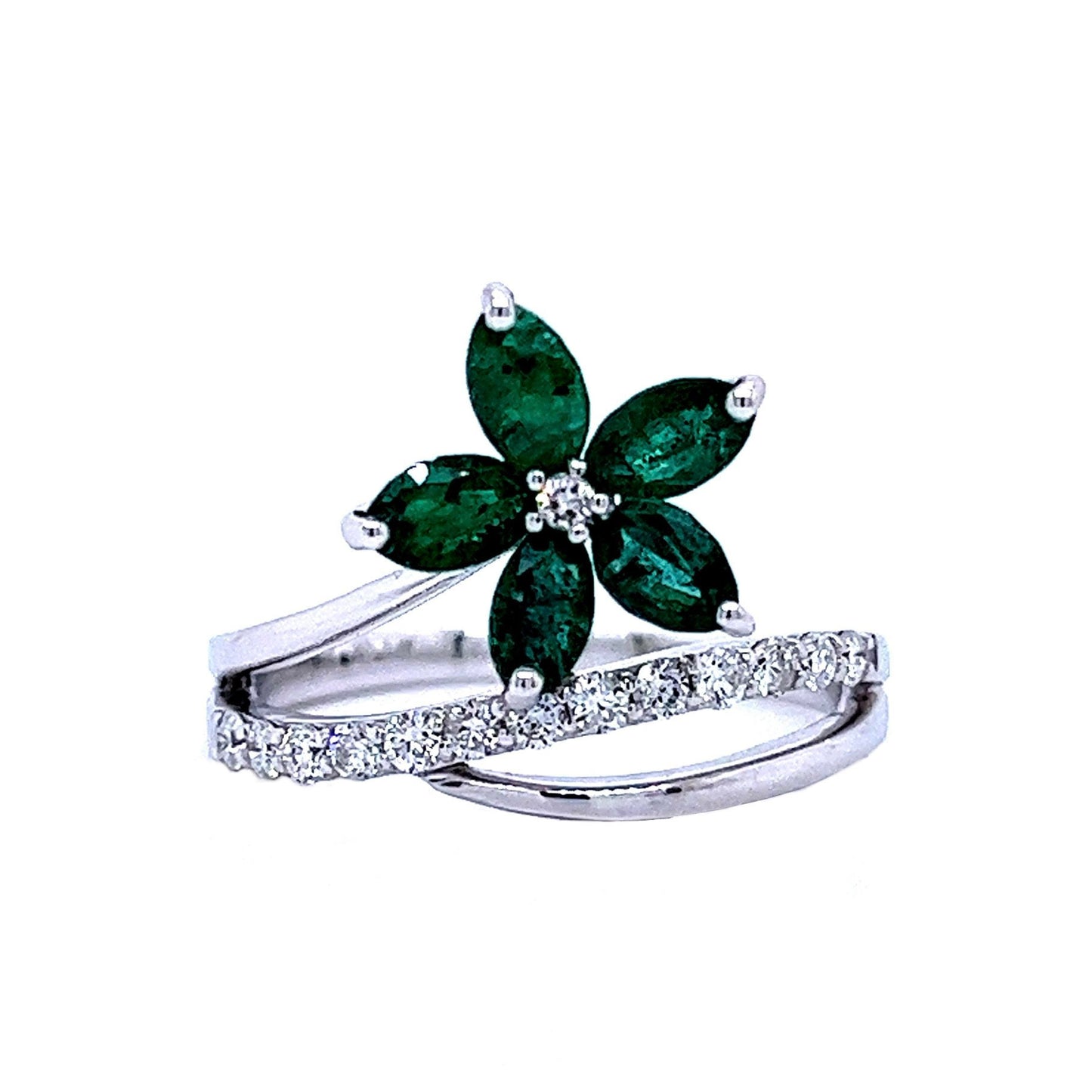 Emerald and Diamond Flora Ring