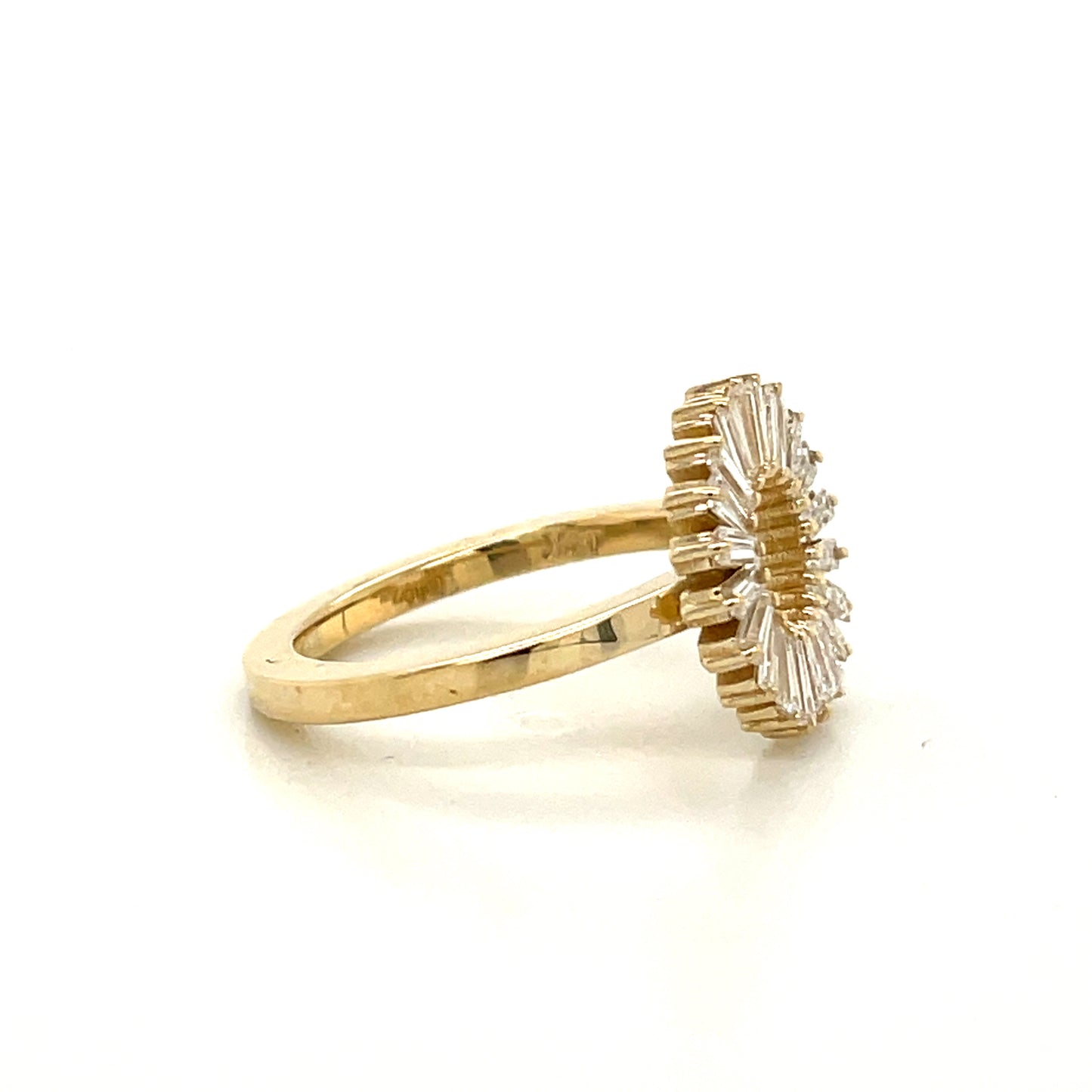 Baguette Diamond Disc Ring in 14k White, Yellow, or Rose Gold