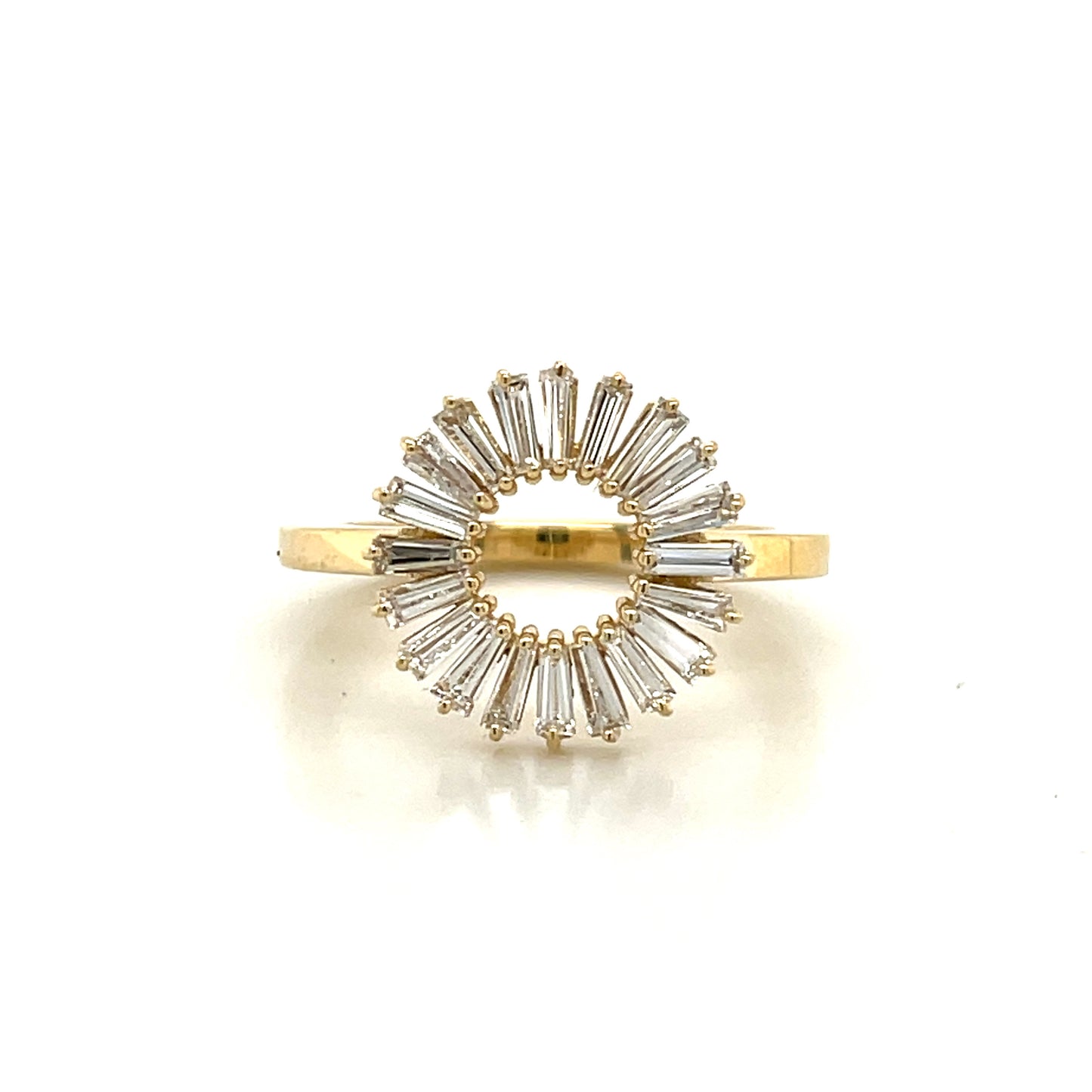 Baguette Diamond Disc Ring in 14k White, Yellow, or Rose Gold