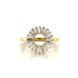 Baguette Diamond Disc Ring in 14k White, Yellow, or Rose Gold