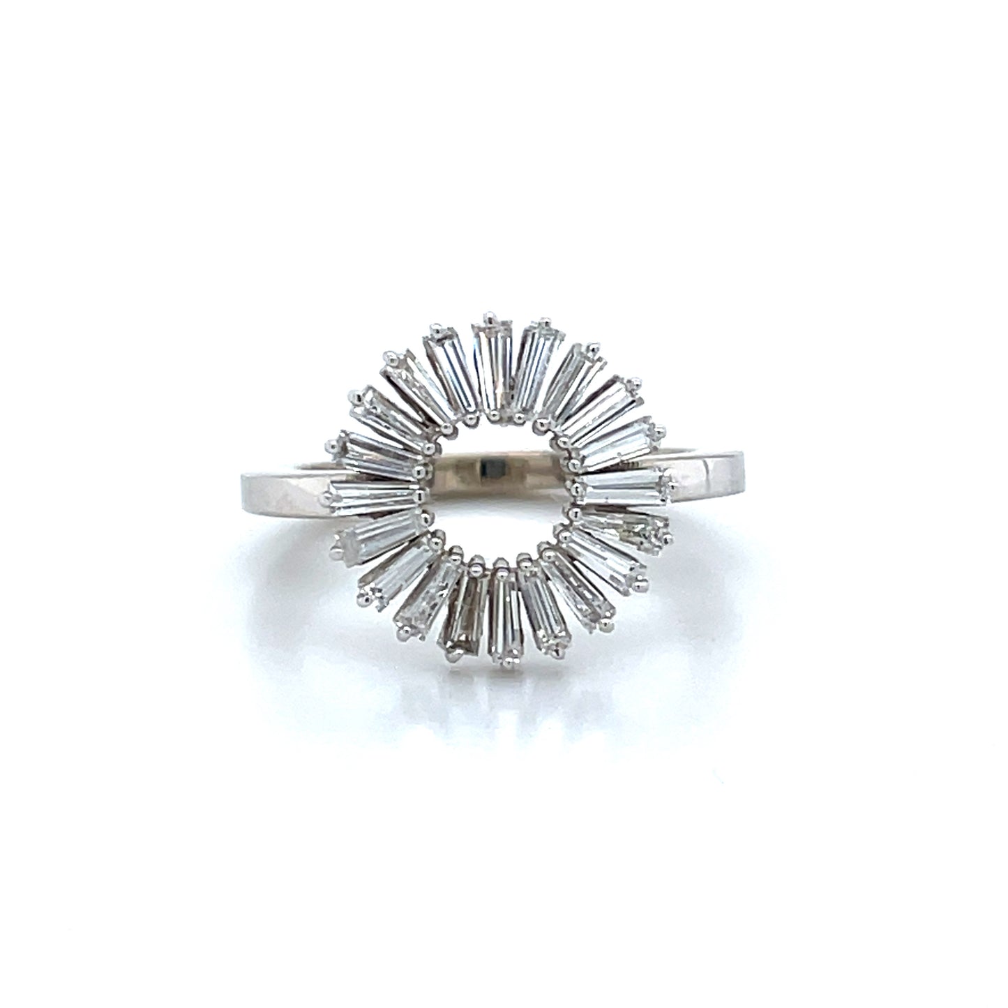 Baguette Diamond Disc Ring in 14k White, Yellow, or Rose Gold